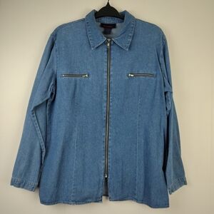 Vtg Denim & co. Zippered  Denim Jacket Shirt L
